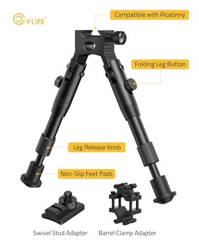 3-in-1 Rifle Bipod - Picatinny Mount, Adjustable 6.3-7 Inches