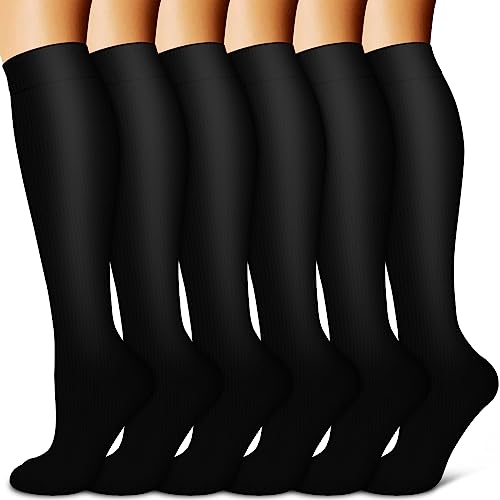 Copper Compression Socks for Women & Men (6 Pairs) Large-X-Large / 10 Black – Copper Infused Support