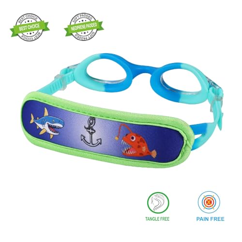 Kids Swim Goggles with Fabric Strap - Blue Shark, Age 3-8