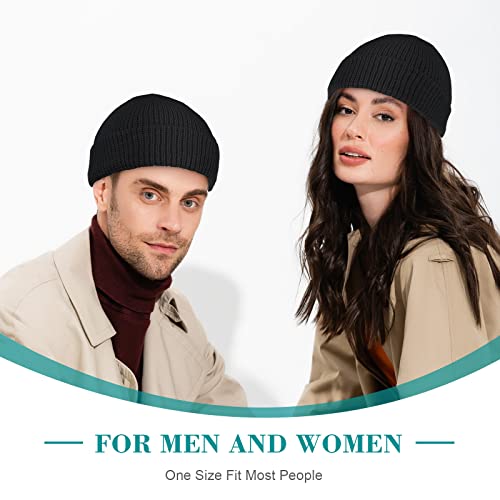 Thicker Knit Trawler Beanie Cap for Men & Women - One Size Black
