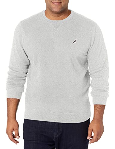 Nautica Men's Basic Crew Neck Fleece Sweatshirt – Large Grey Heather