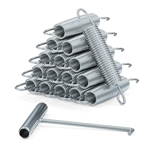 SAEEPABUL Heavy Duty Stainless Steel Trampoline Springs 16-Pack, 5.5 Inch Replacement with T-Hook & Pulling Tool