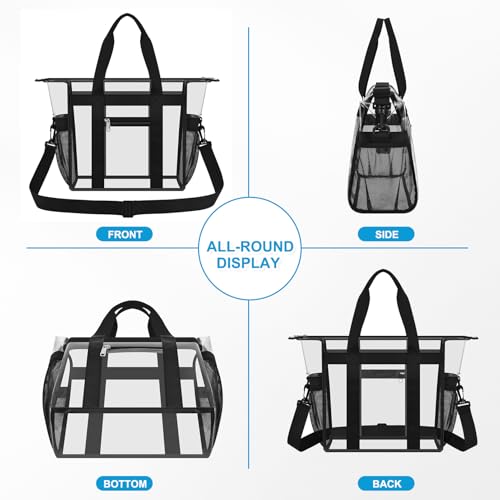 Clear Stadium Event Bag with Zipper & Adjustable Strap - 12" x 6.5" x 11.5"