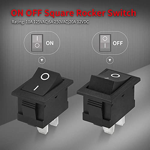 Mini Rocker Switch 12V 20A SPST Toggle Switch - 10 Pack
