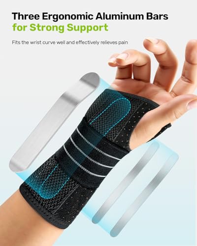 Ergonomic Carpal Tunnel Wrist Brace Night Splint - Gray, Medium