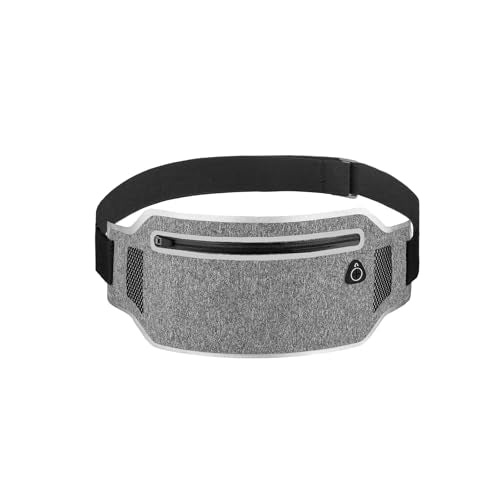 Slim Running Waist Belt - Water-Resistant Fanny Pack for 7" Phones - White Grey