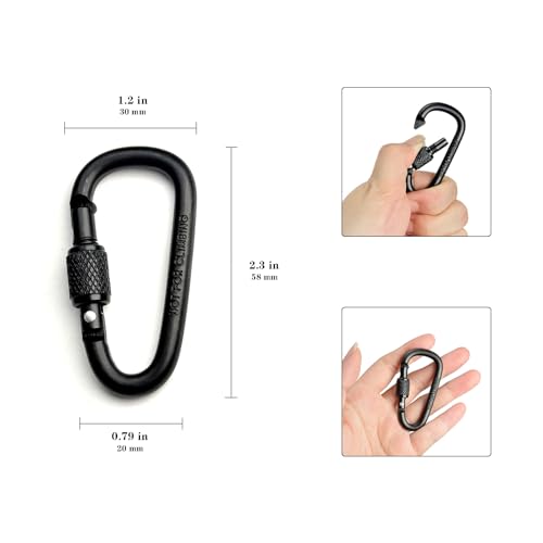 2.3-Inch Aluminum D-Ring Key Rings - Multicolored Carabiner Clips