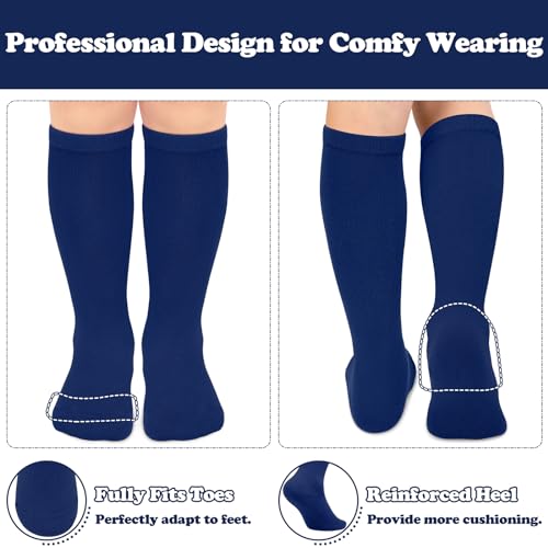 Toddler Soccer Socks - 4 Pairs Youth Football & Baseball Socks, 3-6 Years - Navy