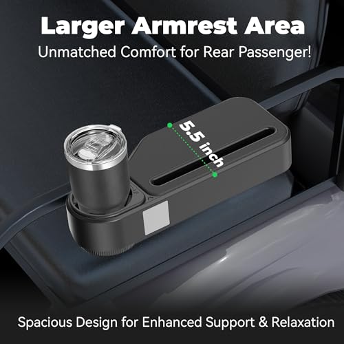 Golfcozer Black Cup Holder & Armrest for Golf Cart – Universal Fit, Waterproof, Tool-Free Installation