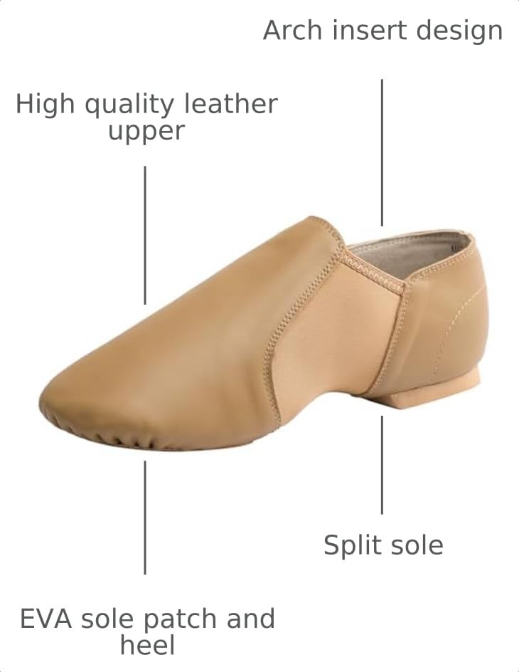 Linodes Leather Upper Jazz Dance Shoes for Women & Men - Brown, Size 14 Women / 13.5 Men