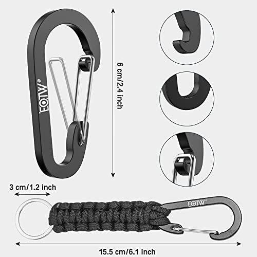 Paracord Keychain with Carabiner Clip - Black