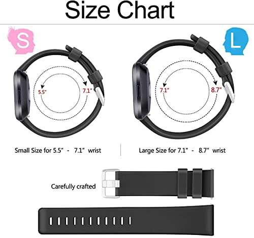 AK 6 Pack Sport Bands for Fitbit Versa 2/Versa/Versa Lite/SE Small - Olive Green/Blue/Black/Purple/Lavender/Peach
