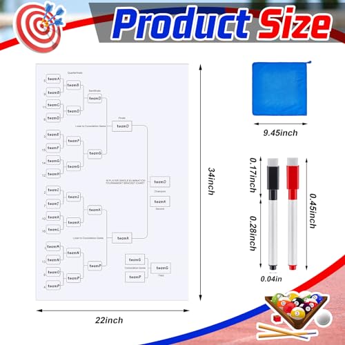 Saypacck 16 Player Tournament Bracket Board 22x34 Dry Erase, Reusable & Portable
