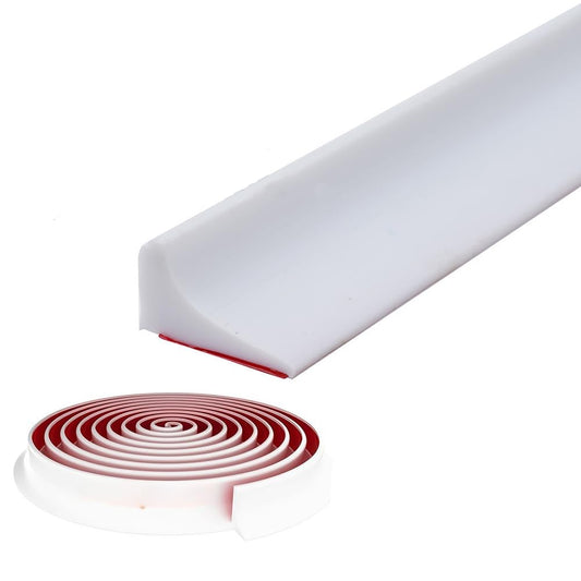 Shower Threshold Water Dam,Self Adhesive Silicone Waterproof Barrier Bathroom and Kitchen Shower Water Stopper Guard for Dry And Wet Separation Caulk Seal Strip Edge Trim(39Inch, White)