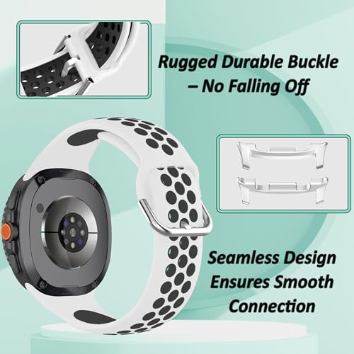Silicone Replacement Bands for Samsung Galaxy Watch 9/8 - White/Black