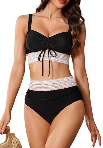 Trifabricy High Waist Bikini Set for Women - Black, Large, Two Piece Swimsuit 2026