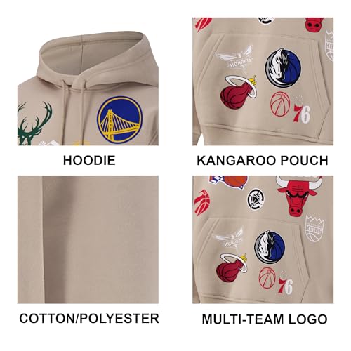 Ultra Game NBA Official Multi Team Hoodie Sweatshirt - XX-Large - Sand
