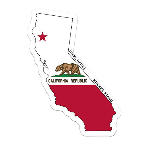 California State Map Flag Bumper Sticker Decal - 6 x 3 Inch