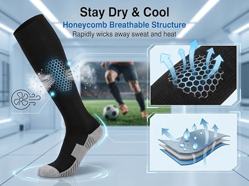 Baseball Socks - 3 Pairs for Kids & Adults - Small/Black