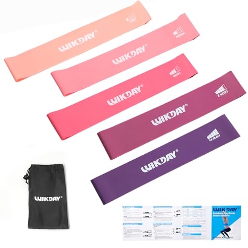 5-Piece Resistance Loop Band Set for Strength Training - Pink & Purple