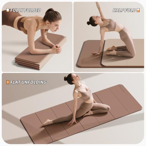 Foldable Yoga Mat 10MM Thick TPE - Brown & Apricot