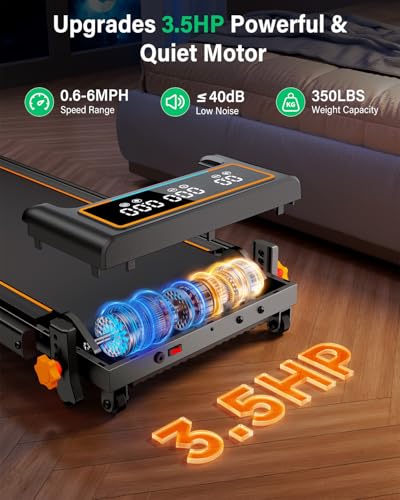 Portable Treadmill with 15% Incline, Dual Display & RGB Light - Black