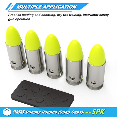 9mm Snap Caps Training Dummy Rounds - 5 Pack for Dry Fire Practice