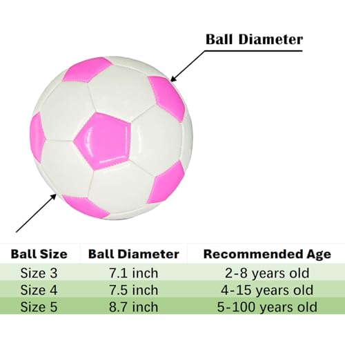 Pink Soccer Ball Size 5 for Kids & Adults with Pump & Needle - Practice & Training