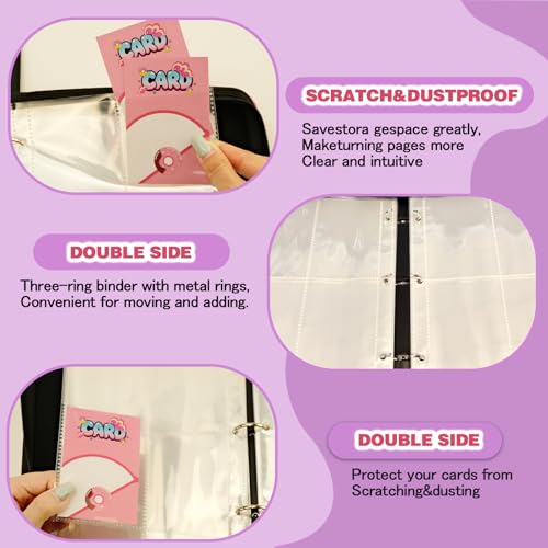 Pink Card Binder for Girls - 4 Pocket Card Holder, Zipper, 400 Cards