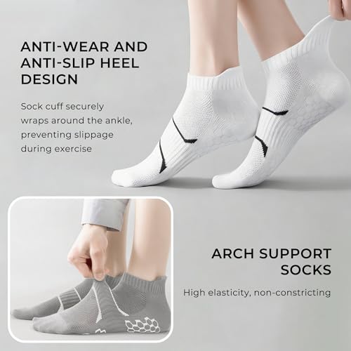 Athletic Ankle Socks with Arch Support - 6 Pairs Black