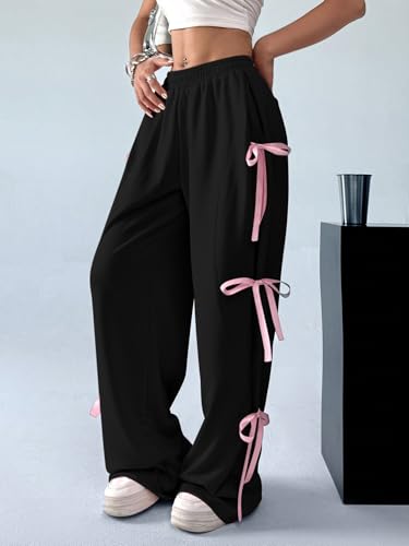 Verdusa Women's Y2K Style Wide Leg Parachute Pants Baggy Streetwear Sweatpants
