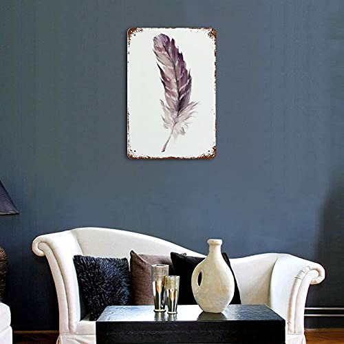 Anique Metal Tin Sign Feather Wall Art Feather Print Feather Art Feather Art Wall Sign Home Decor Tribal Wall Art Boho Print Watercolor 8x5.5 Inch