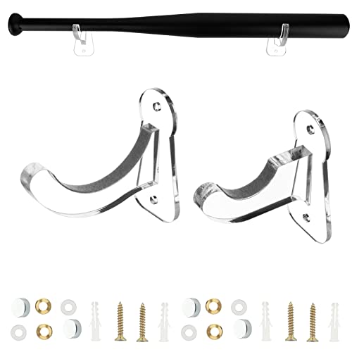 Cosmos Acrylic Baseball Bat Wall Mount Holder Stand Transparent Clear Set for 2-5/8" Barrel