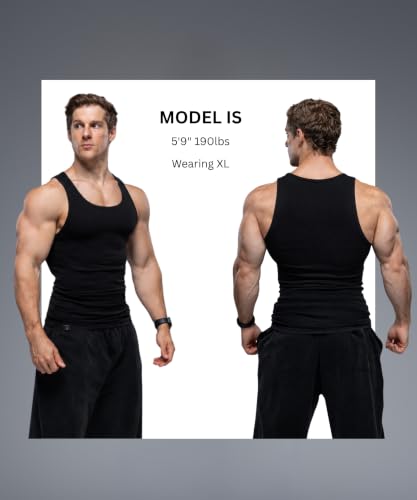 Men's Cotton Spandex Tank Top - Regular Fit, Ribbed Fabric