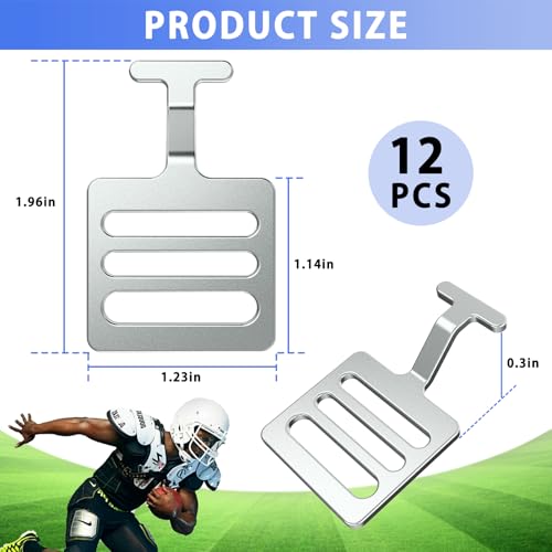 1 Inch Shoulder Pad T Hook - 12 Pcs Silver Football Gear