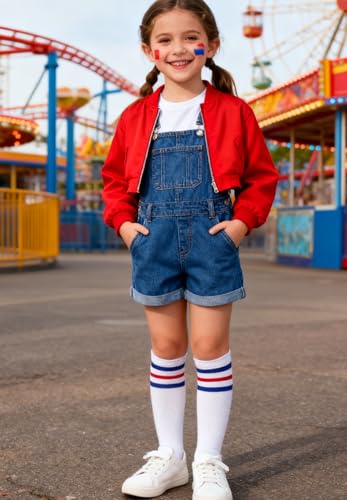 Toddler Knee High Athletic Soccer Socks - 4-6 Years, White Blue Red