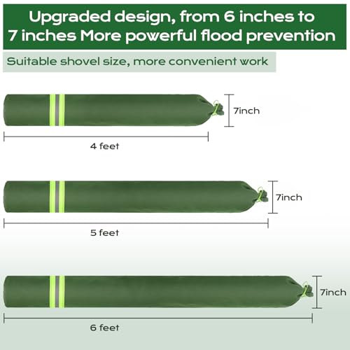 Sand Bags for Flooding,4Pcs Flood Prevention Sandbags,Thickened Long Canvas with Elastic Band, Reusable Flood Barriers for Indoor and Outdoor Garage 4'X 7"