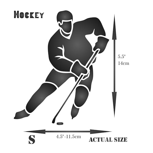 Hockey Stencil, 4.5 x 5.5 inch - Athlete Ice Hockey Player Stick Puck Word Quote