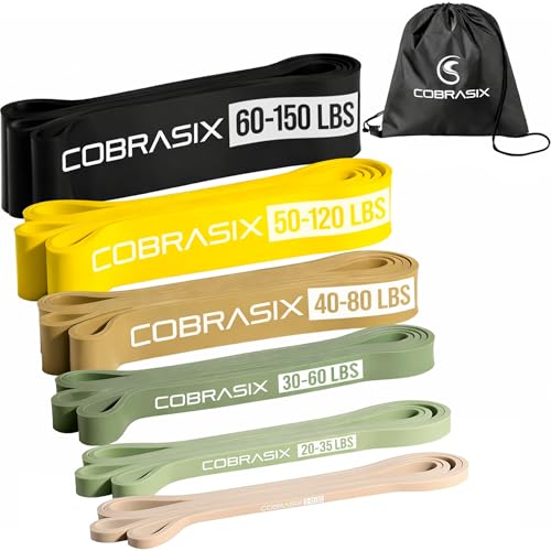 COBRASIX 6-Piece Resistance Band Set with Handles & Door Anchor for Full-Body Workout