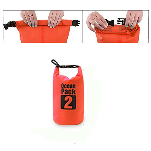 2L Lightweight Waterproof Dry Sack for Boating, Kayaking, Hiking - Orange