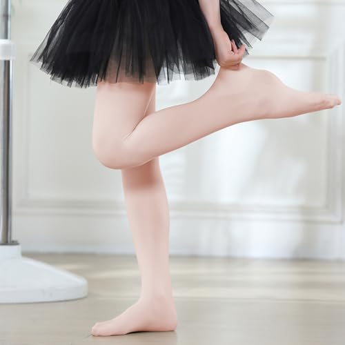 Thick Soft Ballet Tights for Girls - Footed Dance Tights for Kids