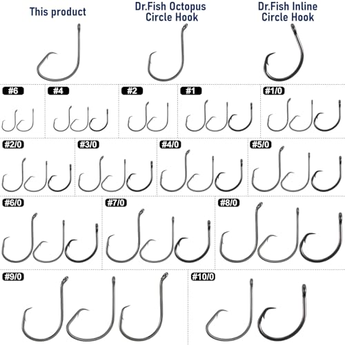100 Pack Light Circle Hooks for Fresh & Saltwater Fishing - #6
