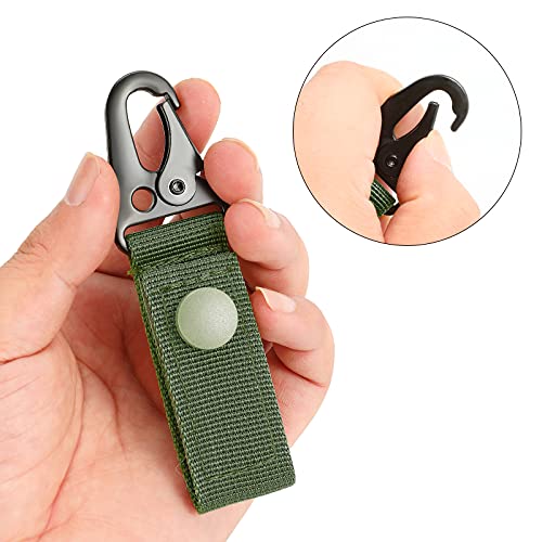 Tactical Molle Key Ring - Nylon Belt Keychain Clip - Army Green (Pack of 2)