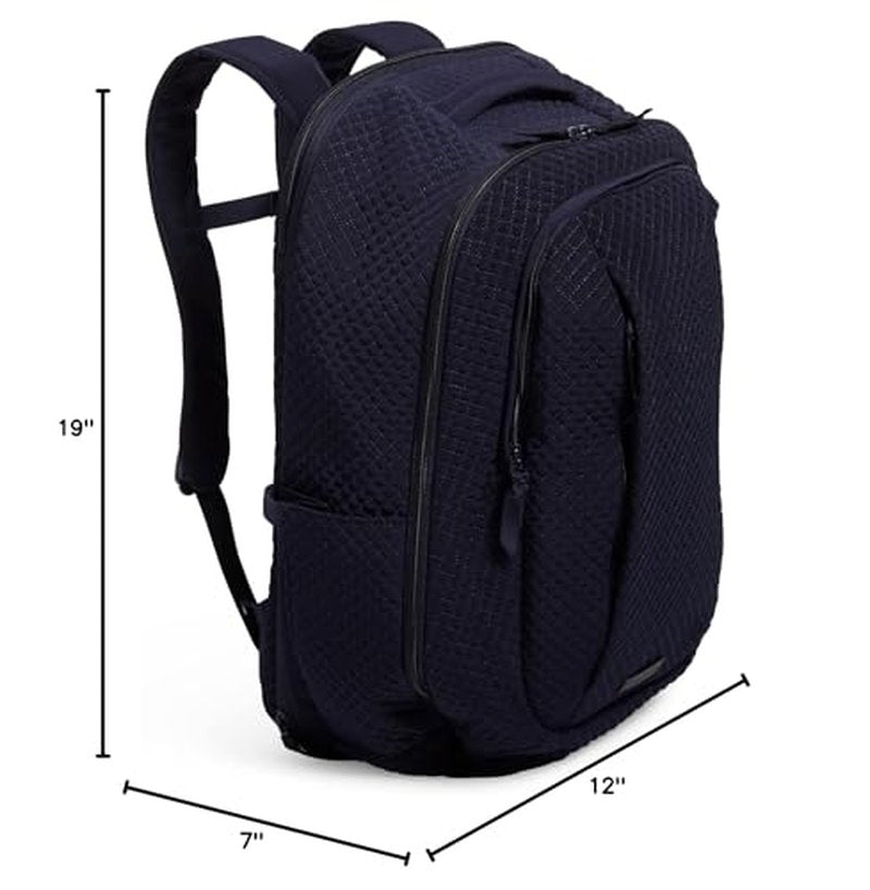 Vera Bradley Women's Microfiber Large Travel Backpack Travel Bag, Classic Navy, One Size