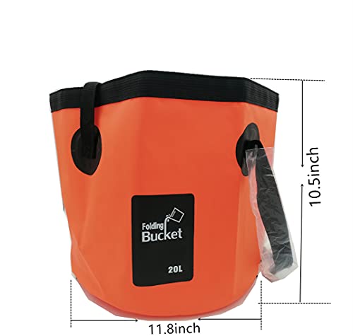 MIZORLIE 2-Pack Collapsible 5 Gallon Water Buckets Blue & Orange Camping Storage