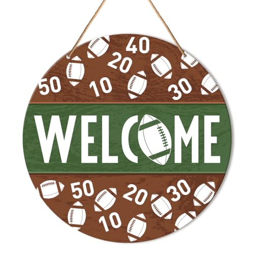 Football Welcome Sign - Wooden Door Decor for Home & Porch - Y19