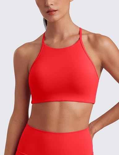 CRZ YOGA Butterluxe High Neck Y-Back Sports Bra - Deep Red, Large