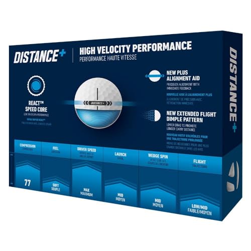 Distance+ Golf Balls - 12 Pack with Alignment Aid for Maximum Distance