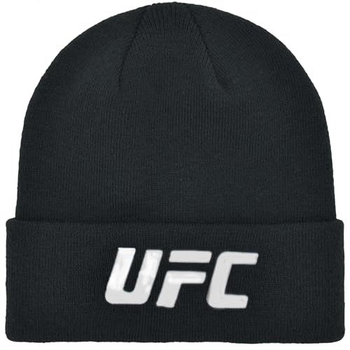 UFC Beanie Hat - Cuffed Winter Knit Cap - One Size, Black