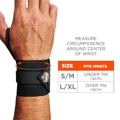 Adjustable Wrist Support Wrap with Thumb Loop - Black, Large/X-Large